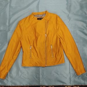 Mustard Yellow Faux Leather Jacket
